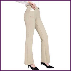 Stretchy Yoga Dress Pants Professional Work Slacks Straight Leg Bootcut